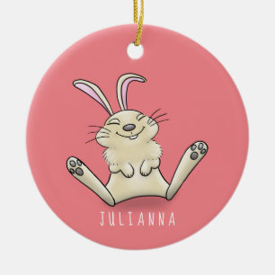 Ornamento De Cerâmica Cute bunny rabbit cartoon illustration