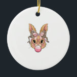 Ornamento De Cerâmica Cute Bunny Rabbit Face Leopard Glasses Girl Happy<br><div class="desc">Cute Bunny Rabbit Face Leopard Glasses Girl Happy Easter Day T-Shirt</div>