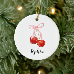 Ornamento De Cerâmica Cute Cherry Coquette 
