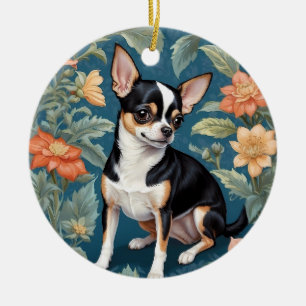 Ornamento De Cerâmica Cute Chihuahua William Morris Inspirou Floral