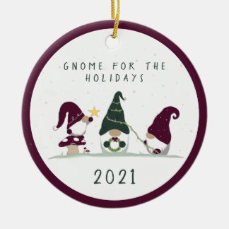 Ornamento De Cerâmica Cute Cottagecore Gnome para os feriados -magenta-