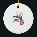 Ornamento De Cerâmica Cute Easter Shark Bunny Ears Basket Eggs Happy Eas<br><div class="desc">Cute Easter Shark Bunny Ears Basket Eggs Happy Easter Gift T-Shirt</div>