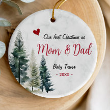 Cute first Christmas mom and dad red heart