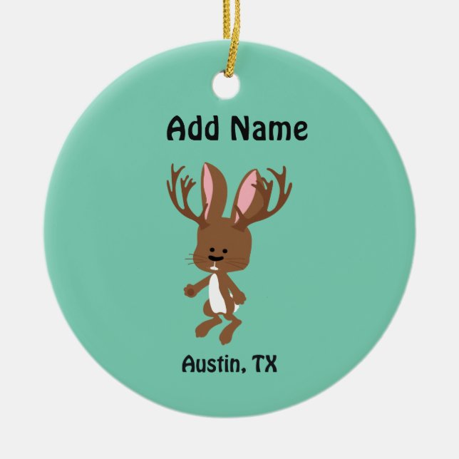 Ornamento De Cerâmica Cute Jackalope - Austin, Texas (Frente)