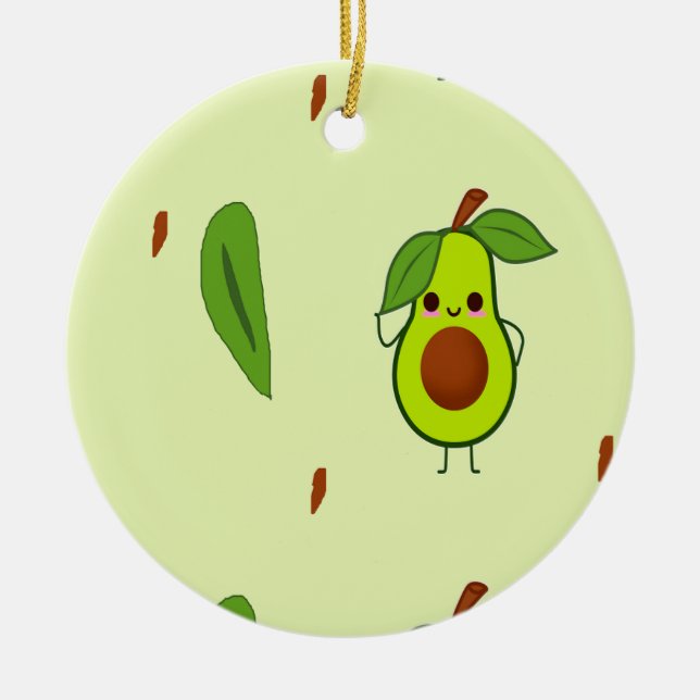Ornamento De Cerâmica Cute kawaii avocado (Frente)