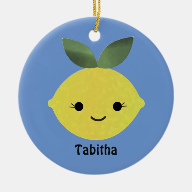 Ornamento De Cerâmica Cute Kawaii Lemon (Frente)