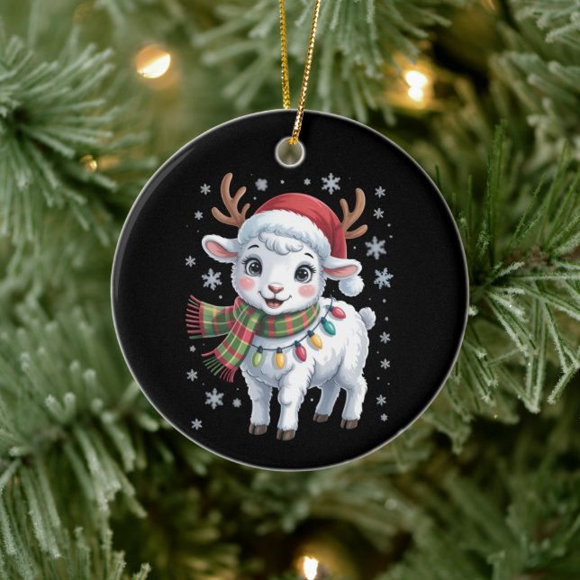 Ornamento De Cerâmica Cute Lamb Christmas Funny Animal Lover Farmer  (Árvore)