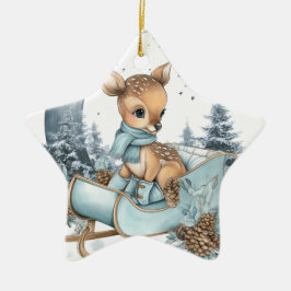 Ornamento De Cerâmica Cute Reindeer Ornament – Starry Christmas Decor