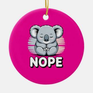 Ornamento De Cerâmica Cute Sleeping Koala “Nope” Funny Cartoon