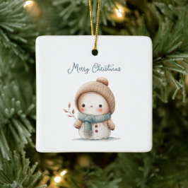 Ornamento De Cerâmica Cute Snowman Cômico Cita Feliz Natal