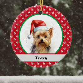 Ornamento De Cerâmica Cute Yorkie Yorkshire Terrier Red Christmas Arcos