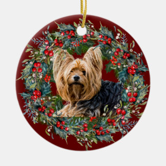 Ornamento De Cerâmica Cute Yorkshire Terrier dog ama Holiday