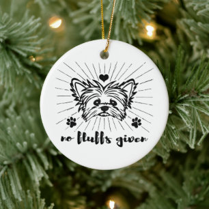 Ornamento De Cerâmica Cute Yorkshire Terrier No FluFF Em Memória Piada