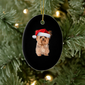 Ornamento De Cerâmica Cute Yorkshire Terrier Papais noeis Puppy Natal