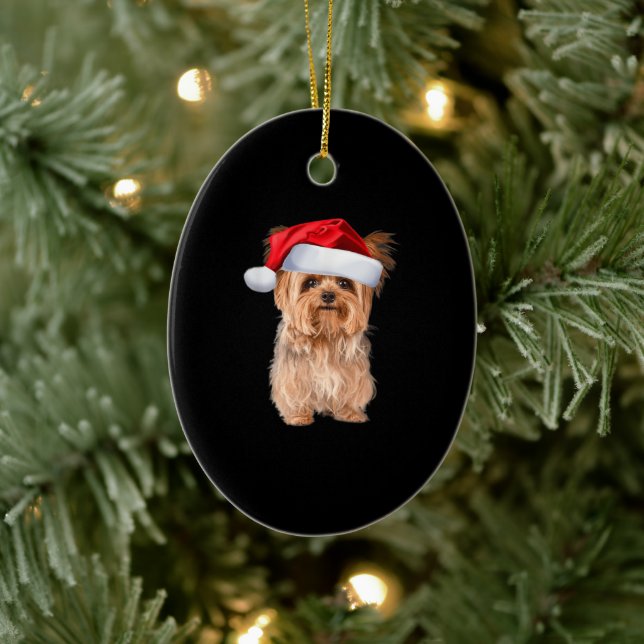 Ornamento De Cerâmica Cute Yorkshire Terrier Papais noeis Puppy Natal (Árvore)