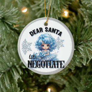 Ornamento De Cerâmica Cutie Blue Dear Papais noeis Natal