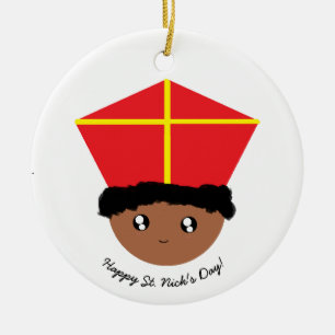 Ornamento De Cerâmica Cutieful caçoa a mitra Zwarte Piet de São Nicola