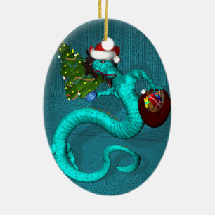 Ornamento De Cerâmica Cyan Dragon