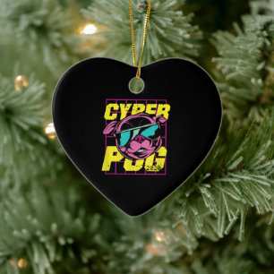 Ornamento De Cerâmica Cyber Pug Cachorro Legal