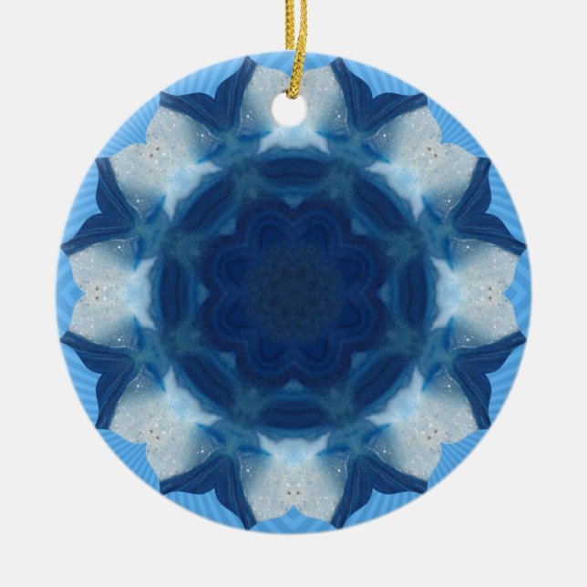 Ornamento De Cerâmica Da "teste padrão azul da cauda baleia"! (Frente)