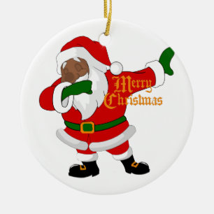 Ornamento De Cerâmica dabbing black santa claus