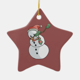 Ornamento De Cerâmica Dabbing Snowman Engraçado Decência de Natal
