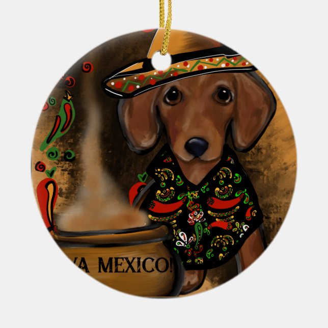 Ornamento De Cerâmica Dachshund (Frente)