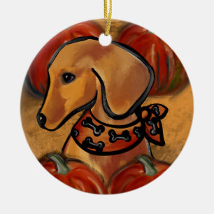 ORNAMENTO DE CERÂMICA DACHSHUND     