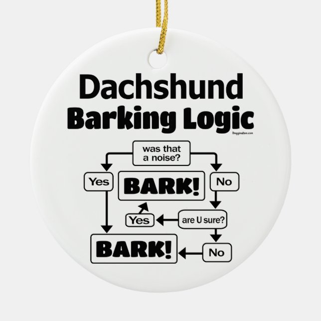 Ornamento De Cerâmica Dachshund Barking Logic (Frente)
