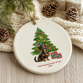 Ornamento De Cerâmica Dachshund Cachorro Natal Personalizado