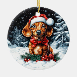 Ornamento De Cerâmica Dachshund Christmas