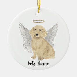 Ornamento De Cerâmica Dachshund de Cabelo Longo e Cremoso - Memória de S