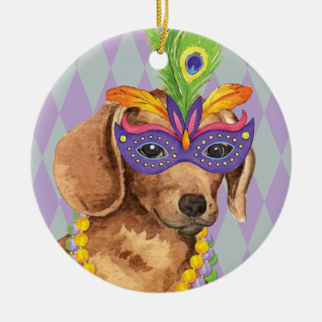 Ornamento De Cerâmica Dachshund do carnaval (Frente)