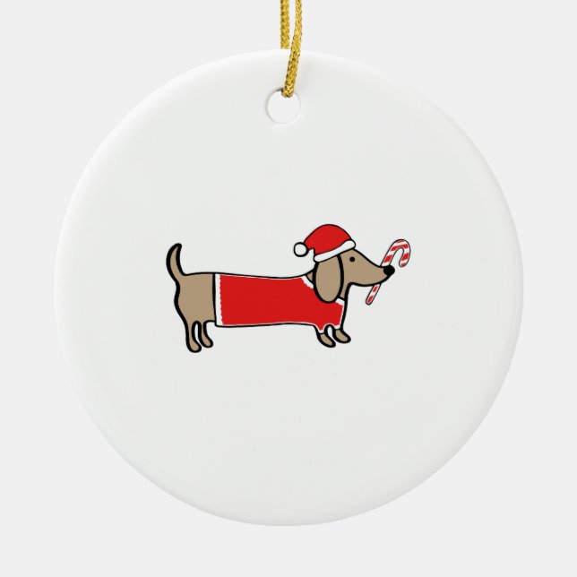Ornamento De Cerâmica Dachshund do Xmas (Frente)