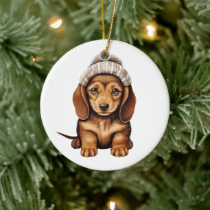 Ornamento De Cerâmica Dachshund Dog Art Personalizado