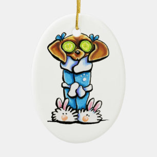 Ornamento De Cerâmica Dachshund dos termas