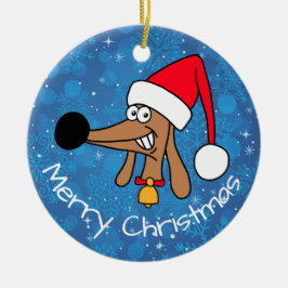 Ornamento De Cerâmica Dachshund Festivo de Natal