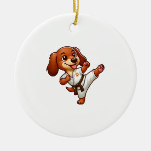 Ornamento De Cerâmica Dachshund karate artes marciais chute alto