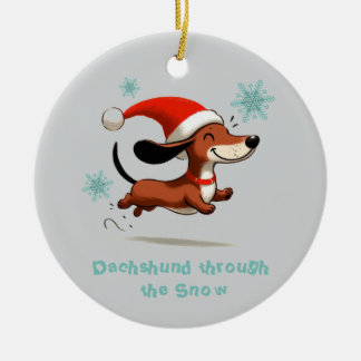 Ornamento De Cerâmica Dachshund na neve cachorrinho de Natal