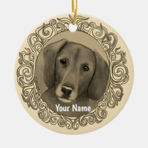 Ornamento De Cerâmica Dachshund Ornado 