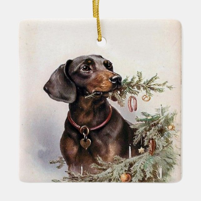 Ornamento De Cerâmica Dachshund Ornament (Frente)