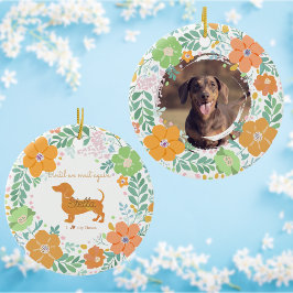 Ornamento De Cerâmica Dachshund Pastel Orange Custom Photo Memorial