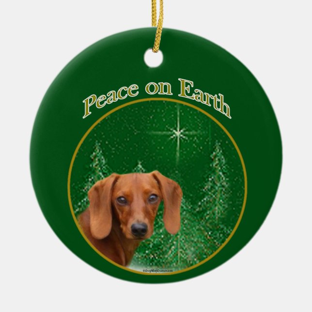 Ornamento De Cerâmica Dachshund Peace (Frente)