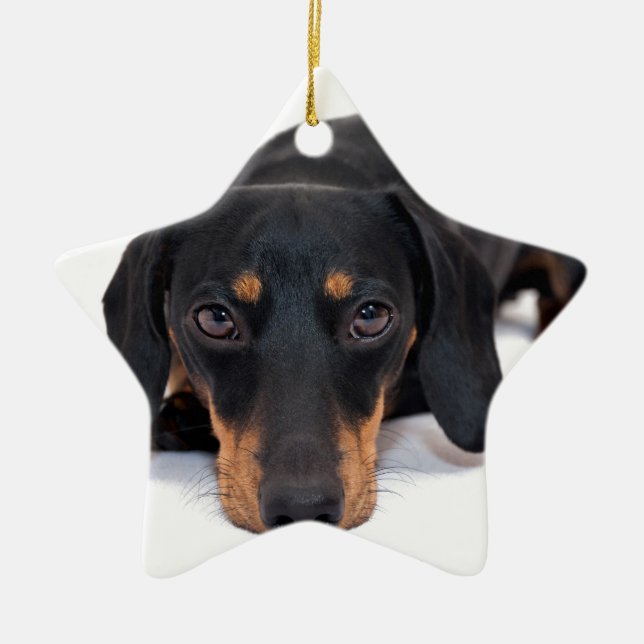 Ornamento De Cerâmica Dachshund pequeno (Frente)