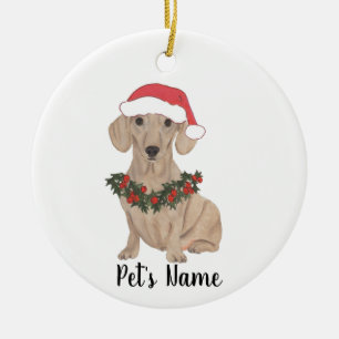 Ornamento De Cerâmica Dachshund Personalizado (Suave, Vermelho)