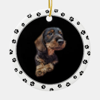 Ornamento De Cerâmica Dachshund Puppy Chaveiro Cerâmica