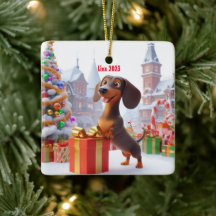 Dachshund Puppy Personalizado Cerâmica Ornamento d