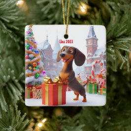Ornamento De Cerâmica Dachshund Puppy Personalizado Cerâmica Ornamento d