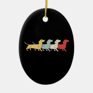 Ornamento De Cerâmica Dachshund Retro Vintage