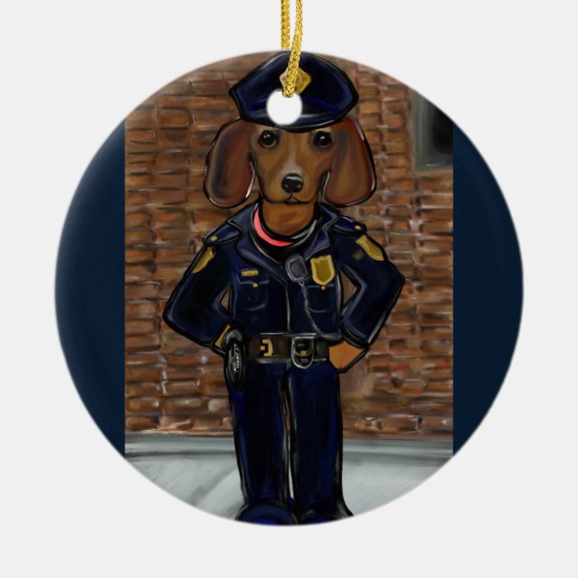 Ornamento De Cerâmica Dachshund Vermelho (Frente)